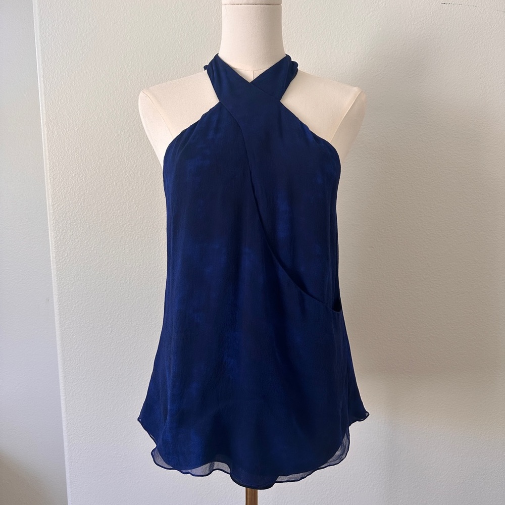 Silk Navy Halter Blouse
